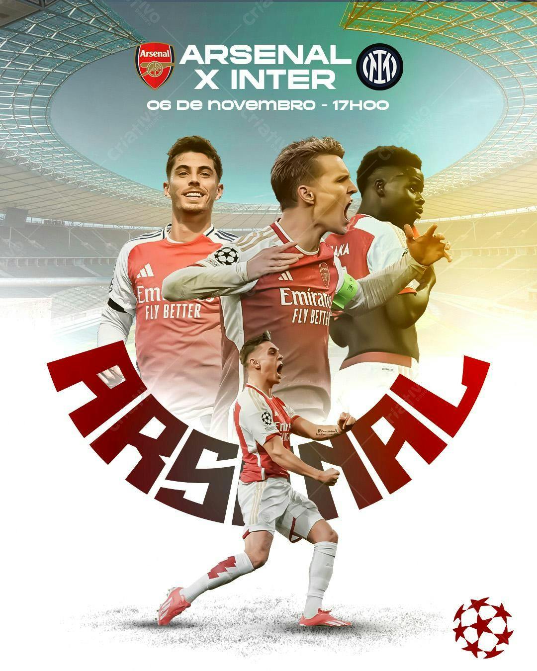 Flyer Arsenal x Inter PSD Editável