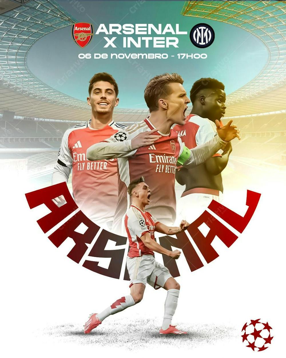 Flyer Futebol Arsenal X Inter Feed Psd