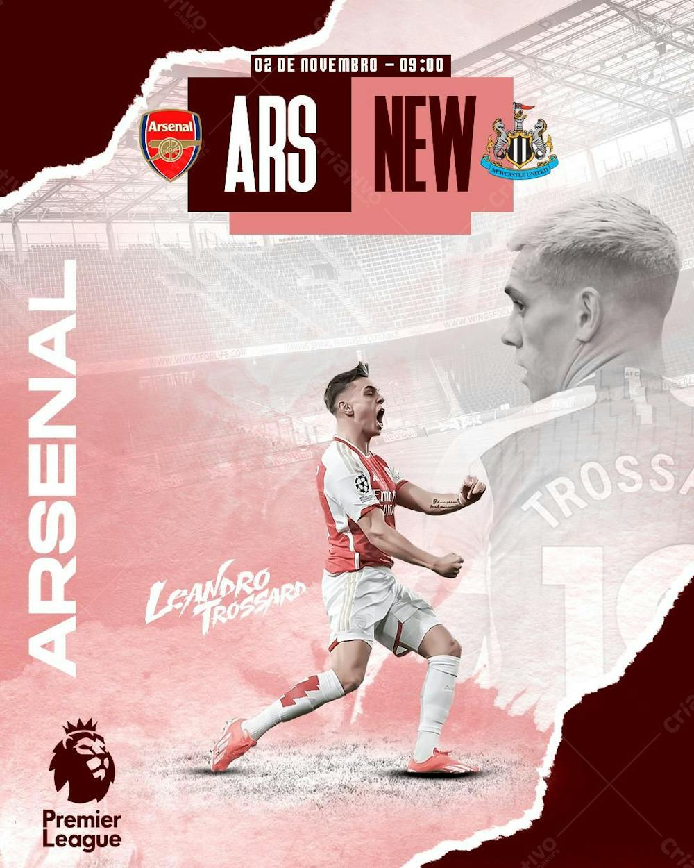 Flyer Futebol Arsenal Trossard Feed Psd