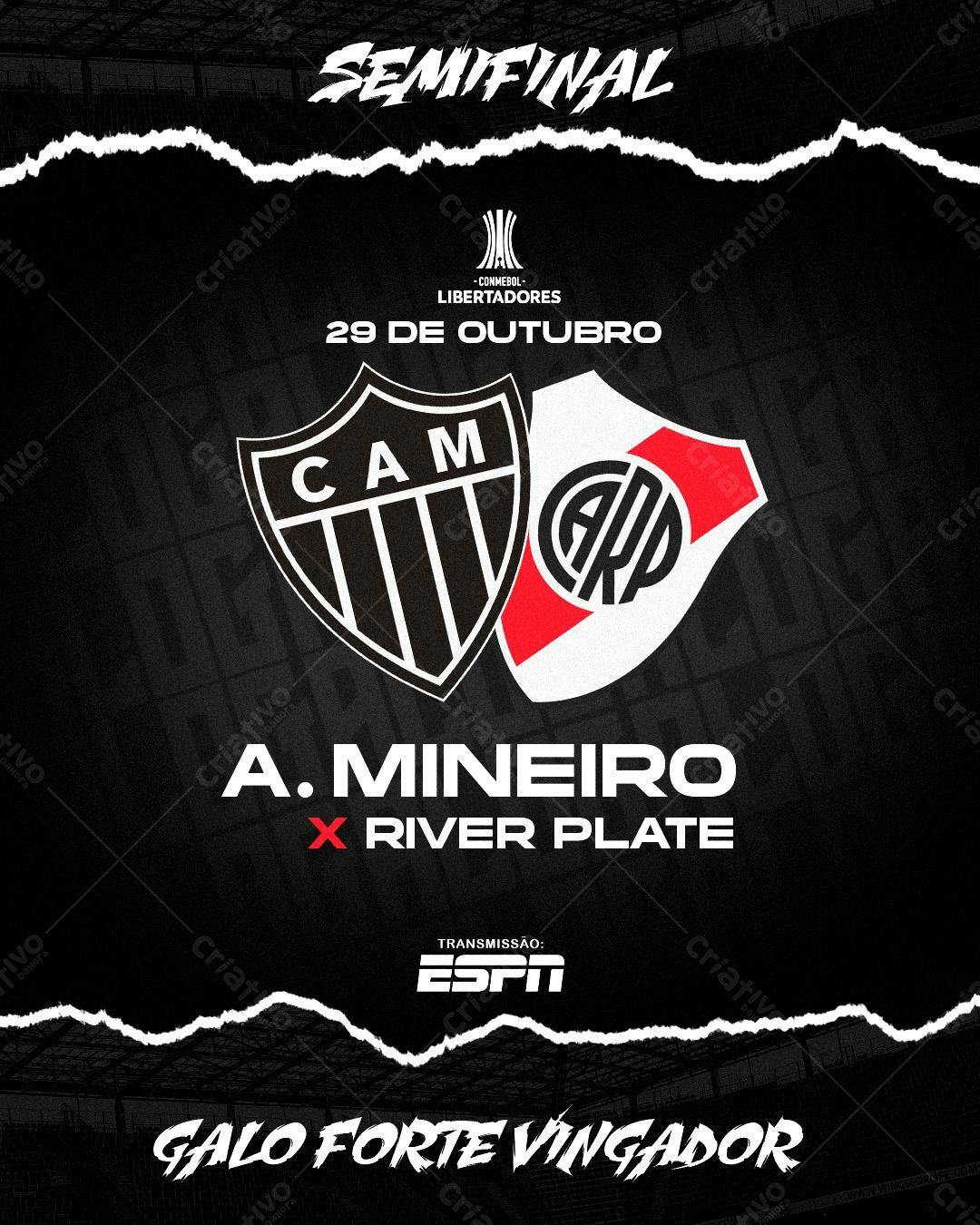 Flyer Semifinal Libertadores Atlético Mineiro x River Plate PSD Editável