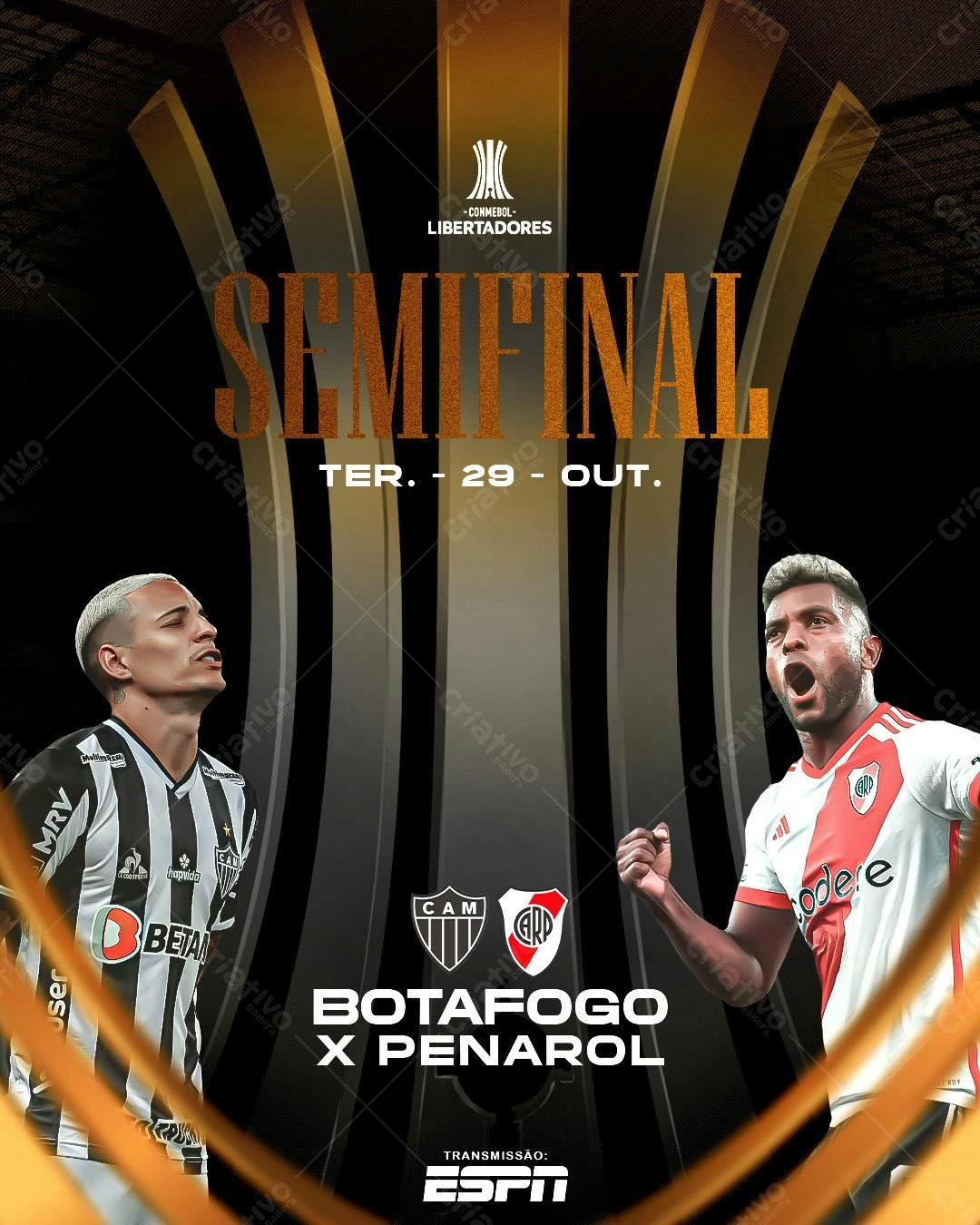 Flyer Semifinal Botafogo x Peñarol PSD Editável