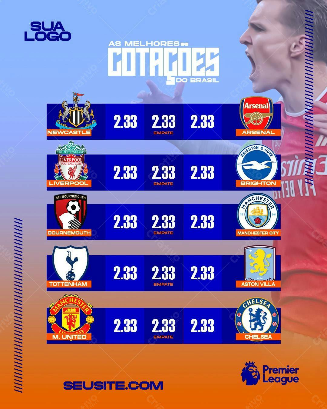 Flyer de Apostas Premier League PSD Editável