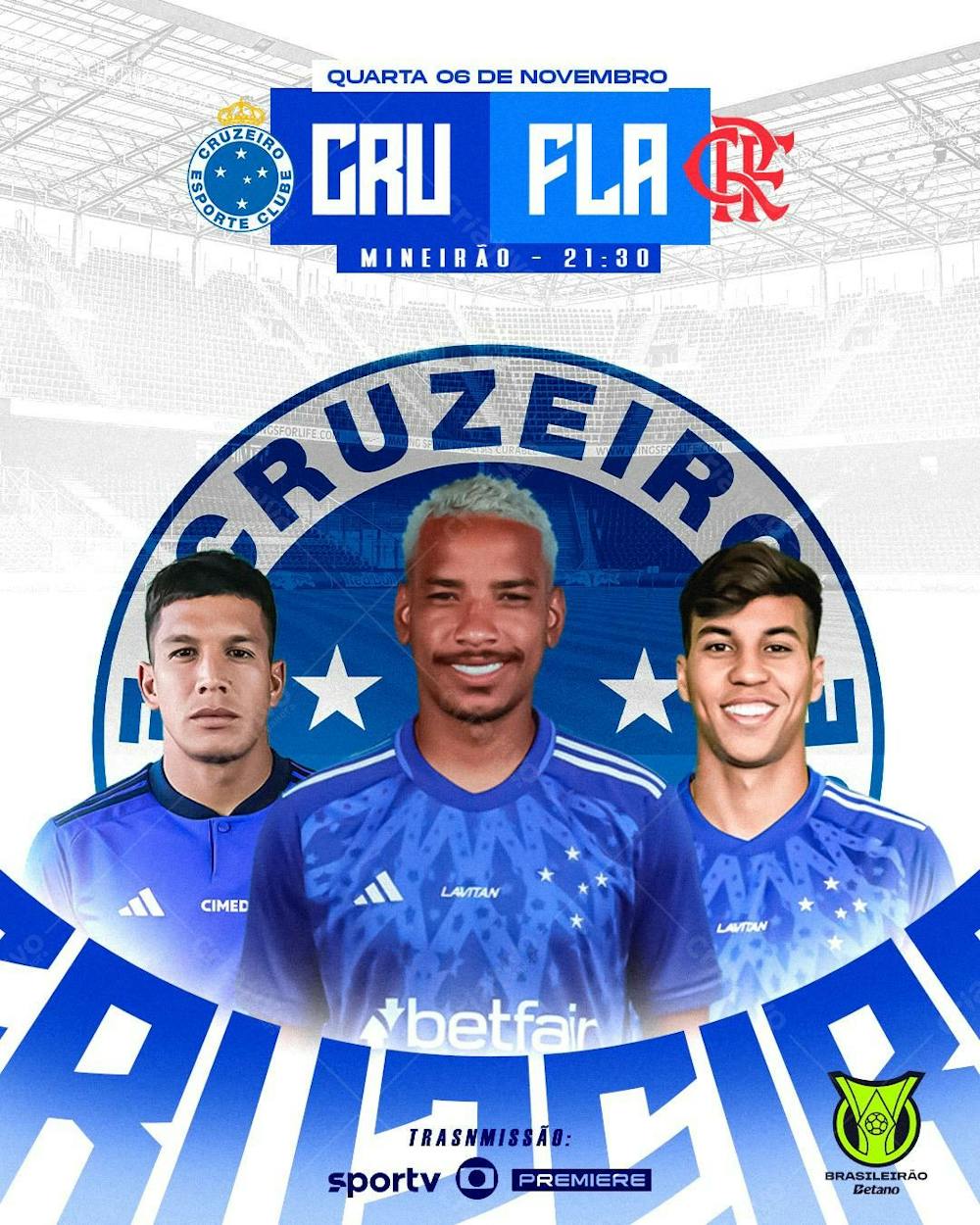 Flyer Futebol Cruzeiro X Flamengo Feed Psd