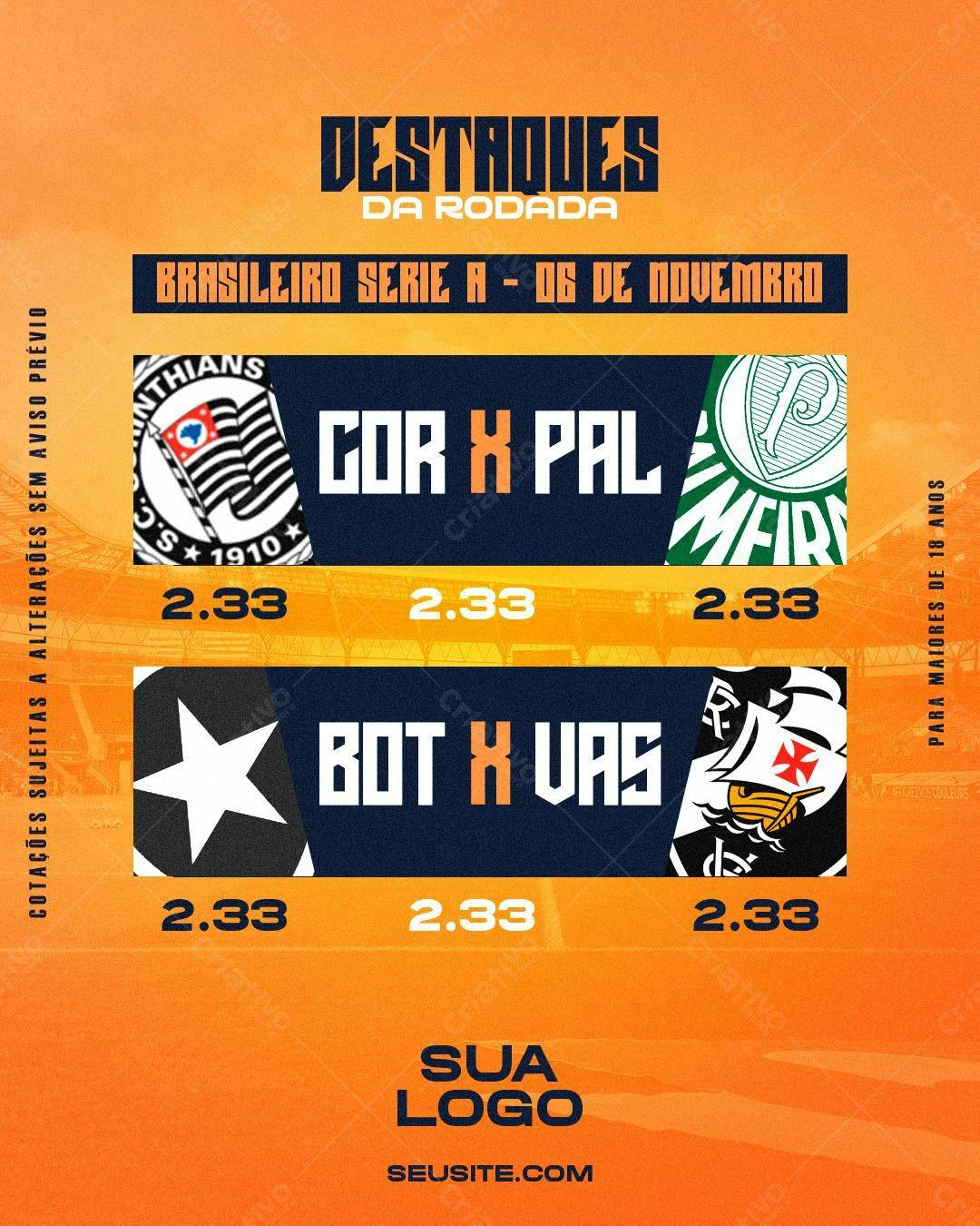 Postagem de Destaques do Brasileirão Série A PSD Editável