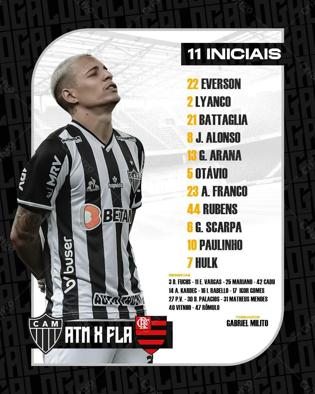 PSD de escalação de jogo Atlético x Flamengo PSD Editável