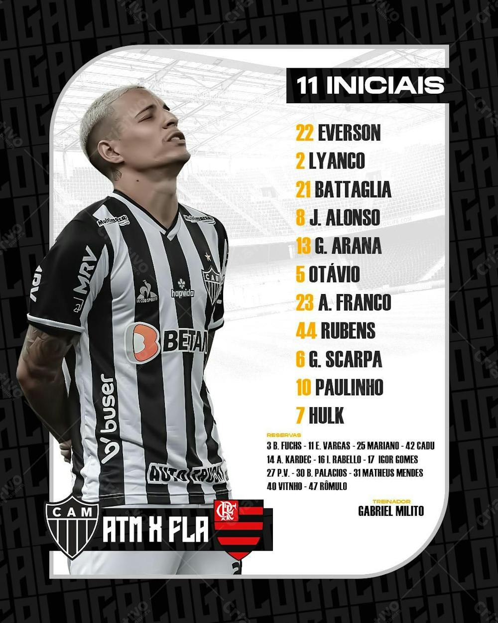 Flyer Futebol Escalação Atletico Mineiro Feed Psd