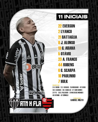 Flyer Futebol Escalação Atletico Mineiro Feed Psd