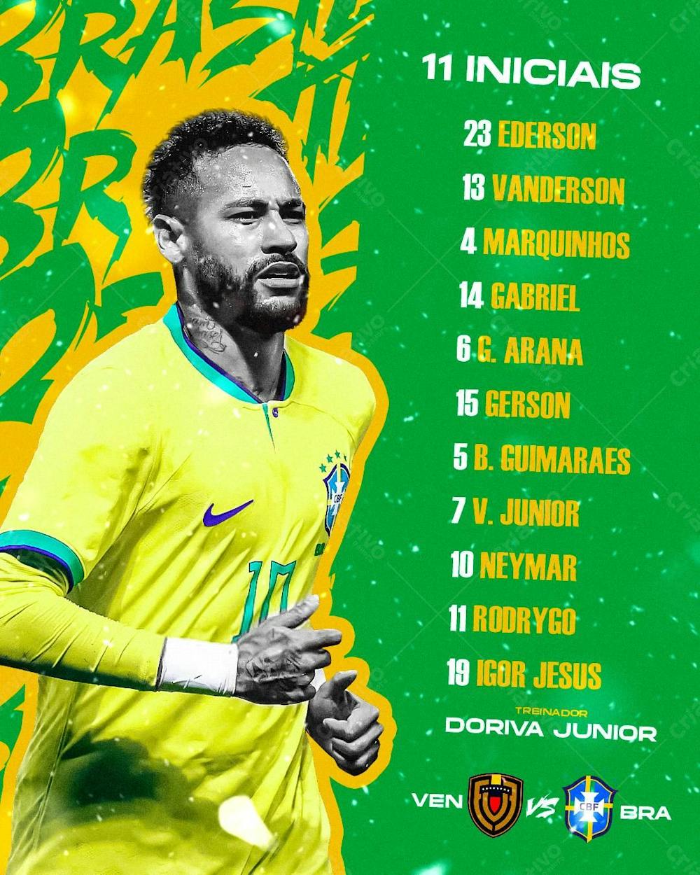 Flyer Futebol Escalção Seleção Do Brasil Neymar Feed Psd