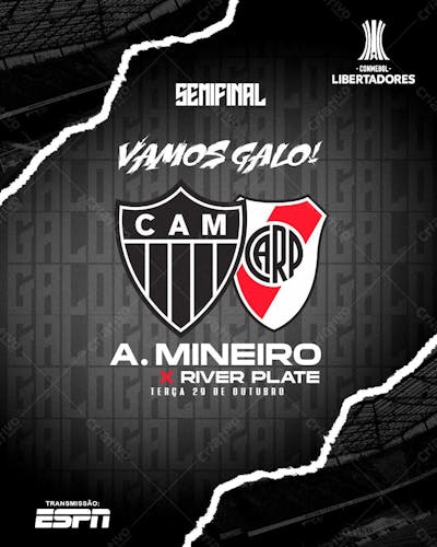 Flyer Futebol Galo X River Feed Psd
