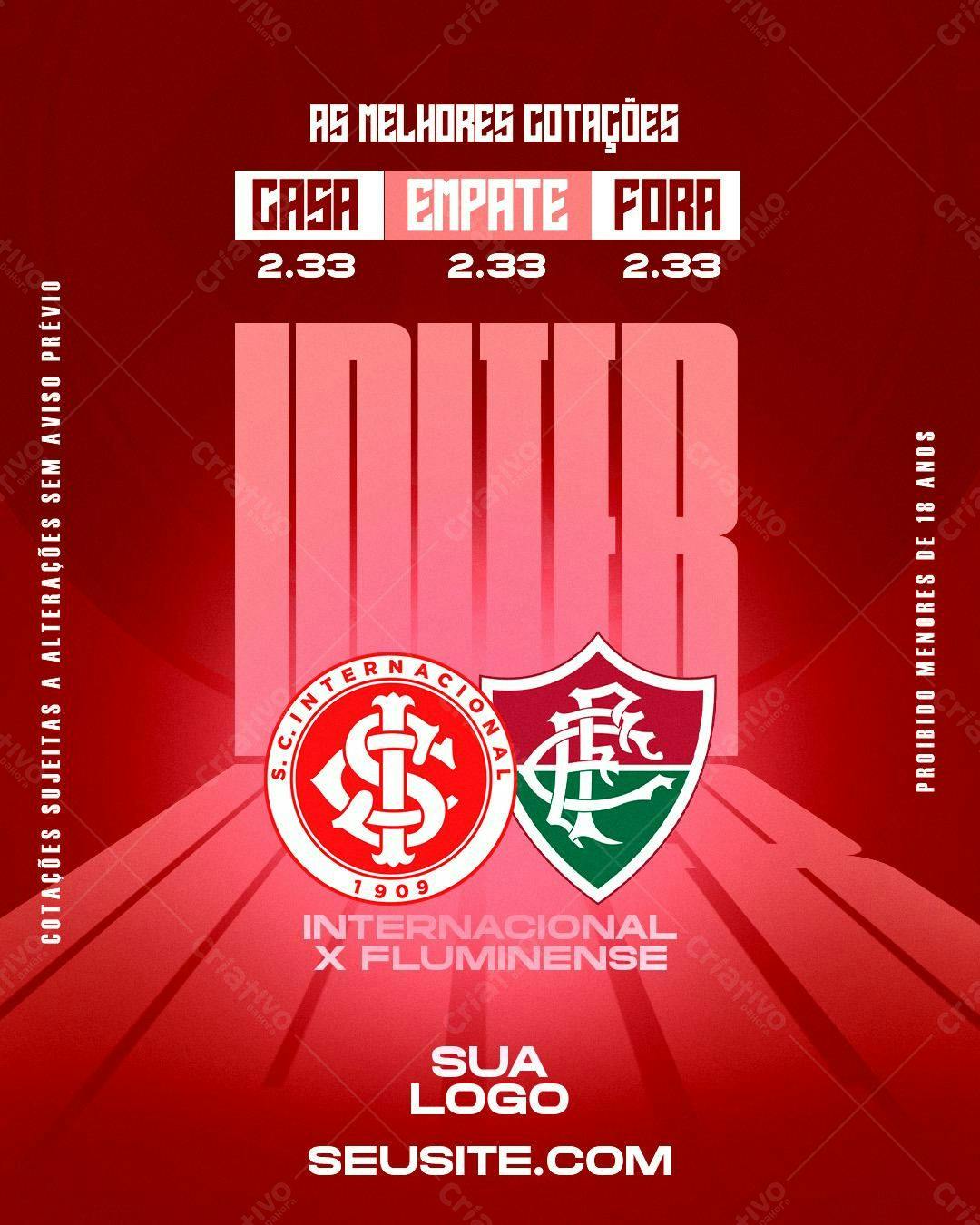 Flyer de Apostas Esportivas Internacional x Fluminense PSD Editável