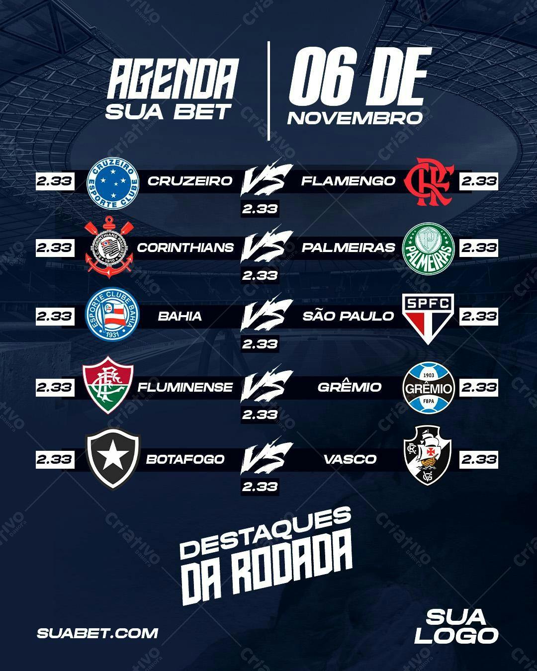 Agenda de Futebol 06 de Novembro PSD Editável