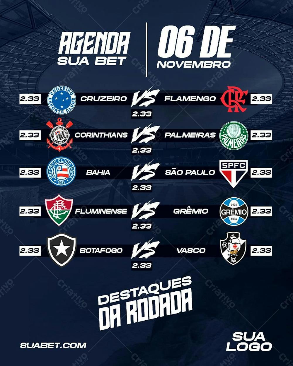 Flyer Agenda Sua Bet Feed Psd