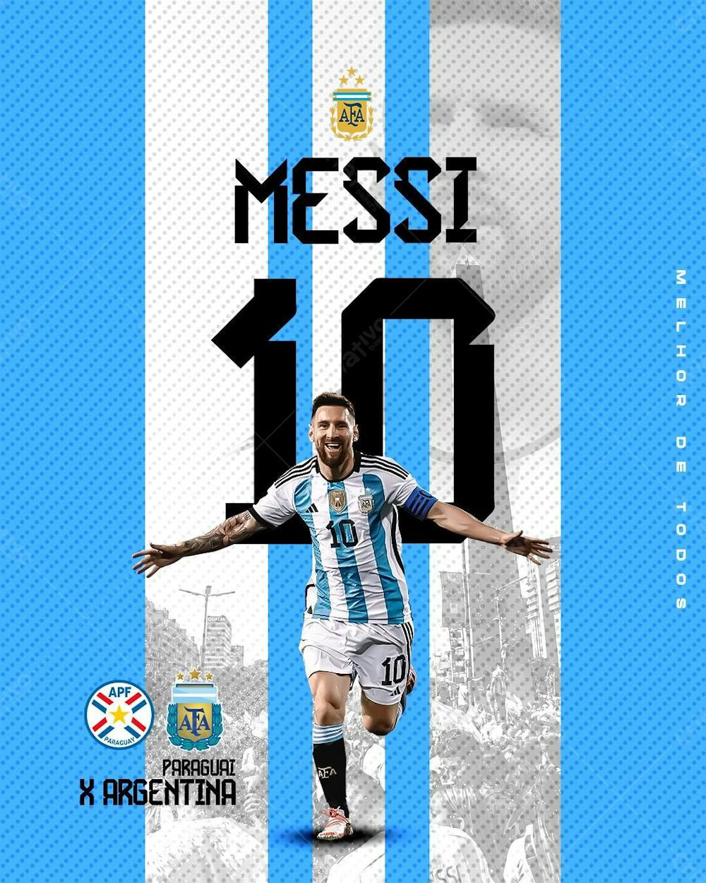 Flyer Futebol Messi Argentina Feed Psd