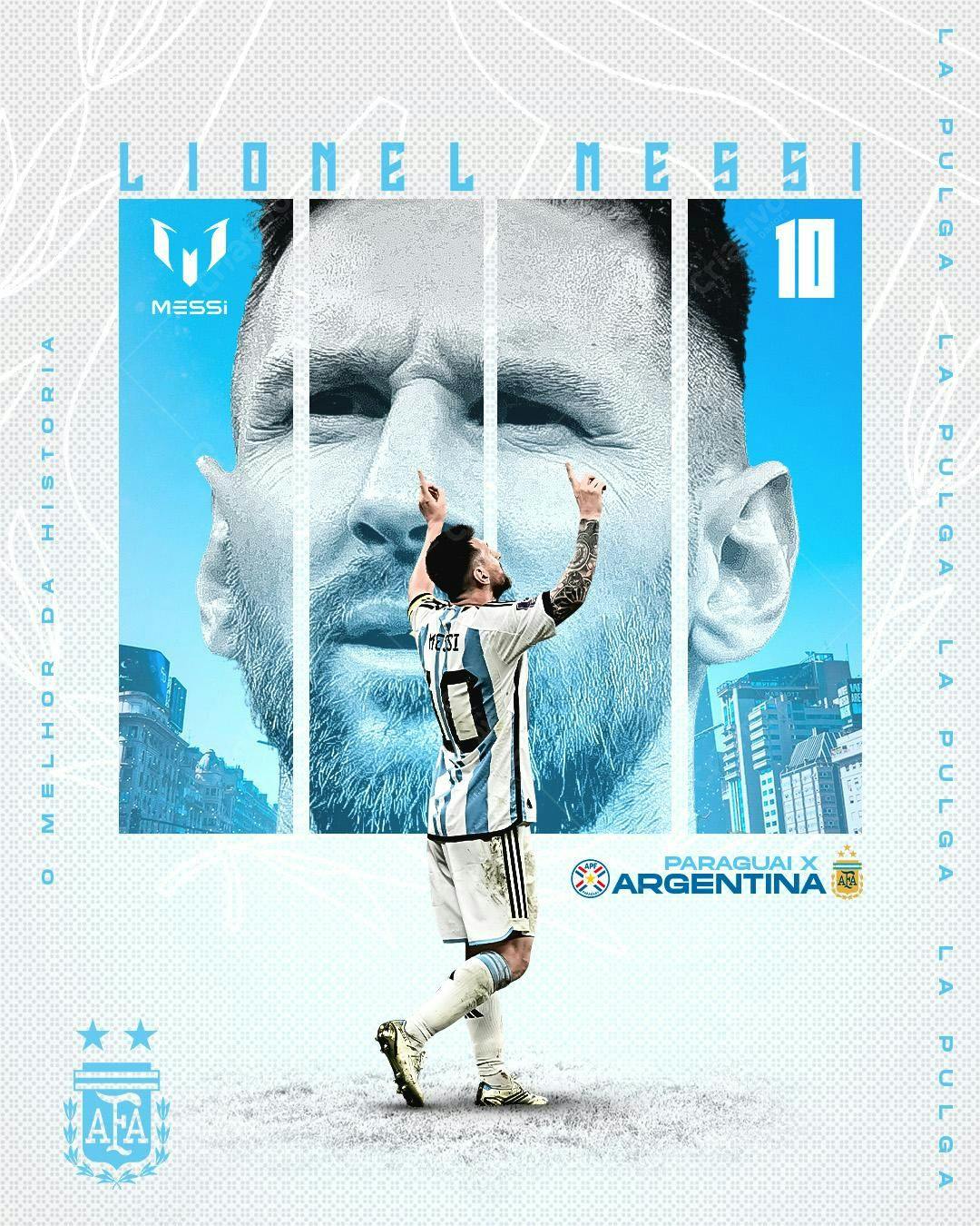Poster Messi Argentina x Paraguai PSD Editável