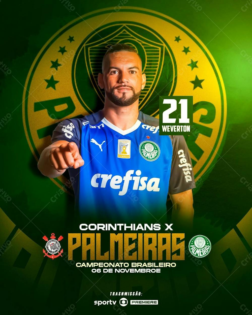 Flyer Futebol Palmeiras X Corinthians Feed Psd