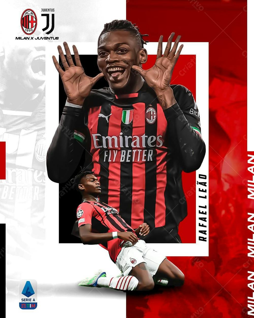 Flyer Futebol Rafael Leão Milan Feed Psd