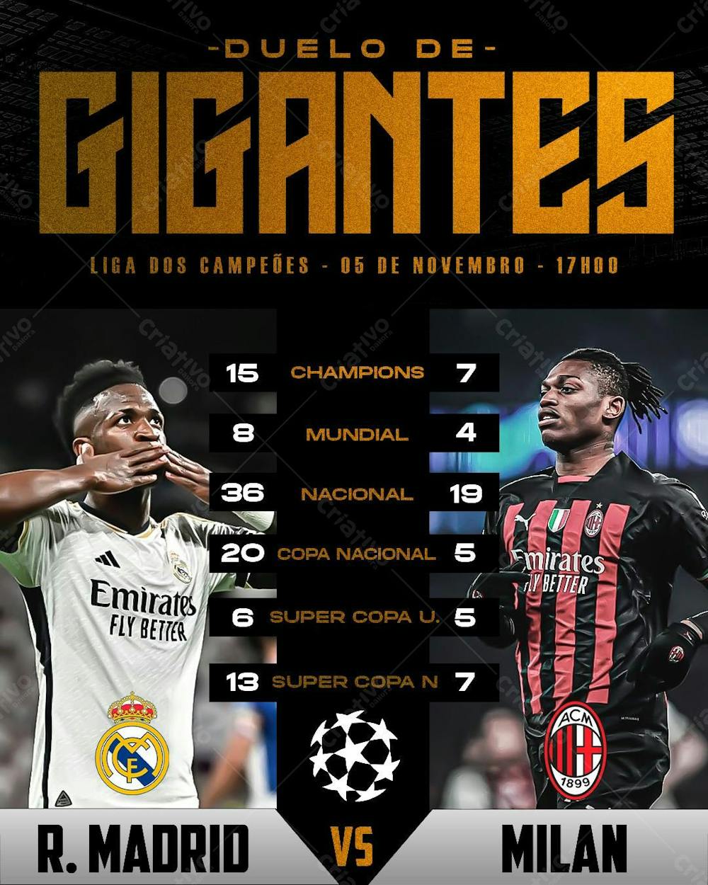 Flyer Futebol Real Madrid X Milan Feed Psd