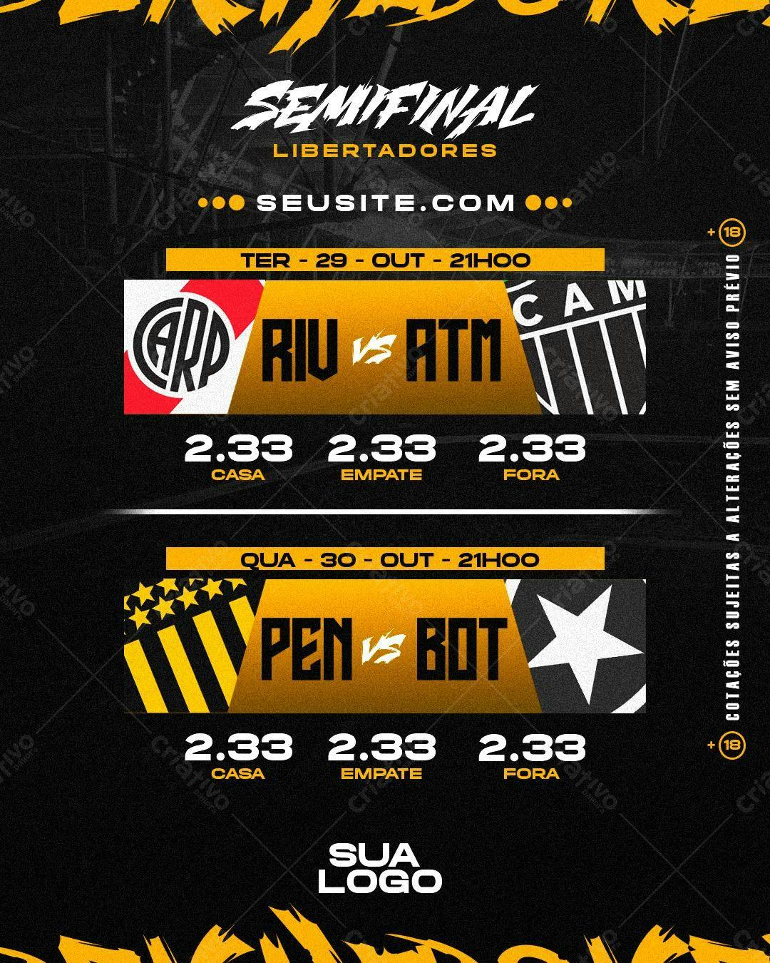 Flyer para Transmissão de Libertadores PSD Editável