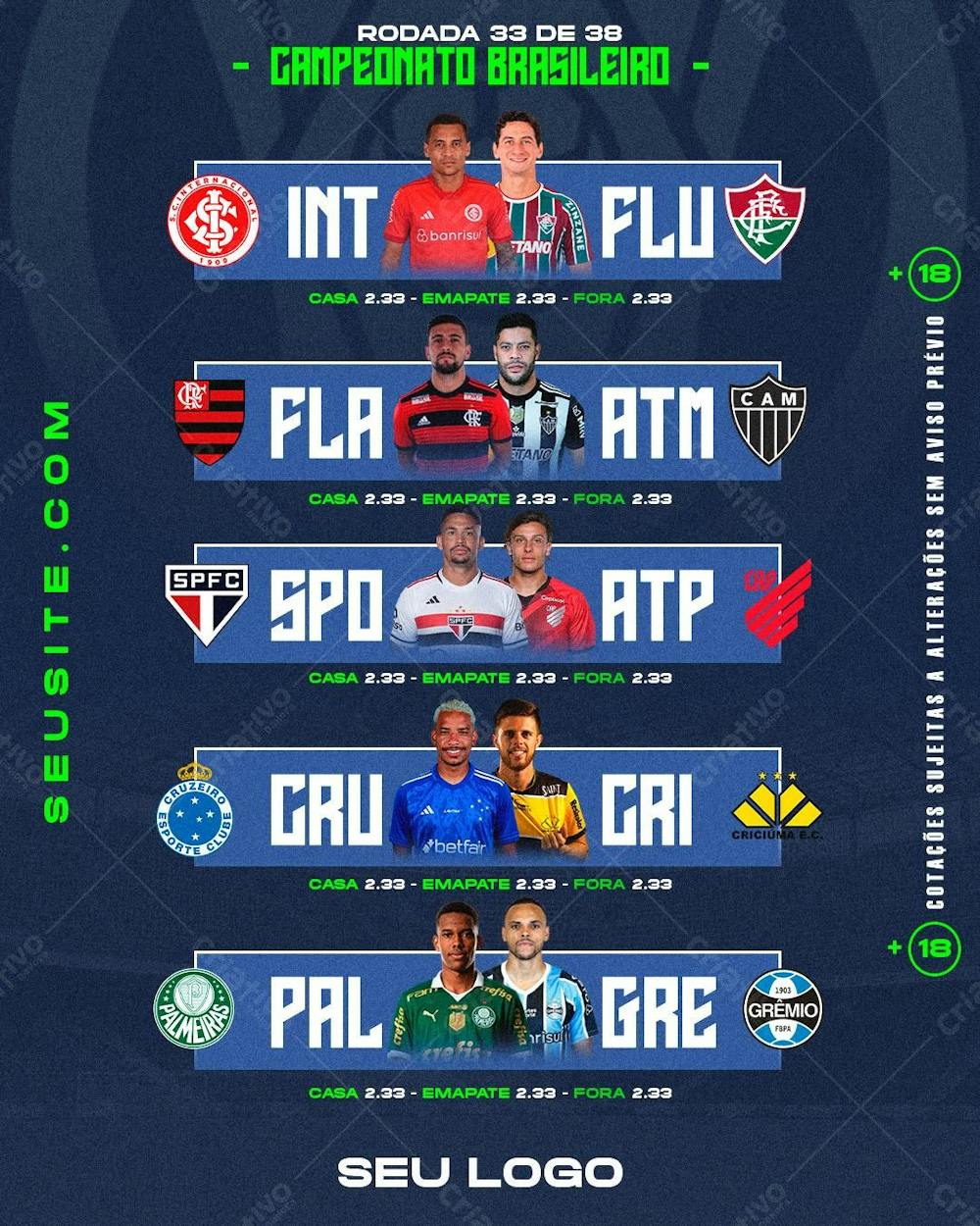 Flyer Futebol Rodada Brasileirão Feed Psd