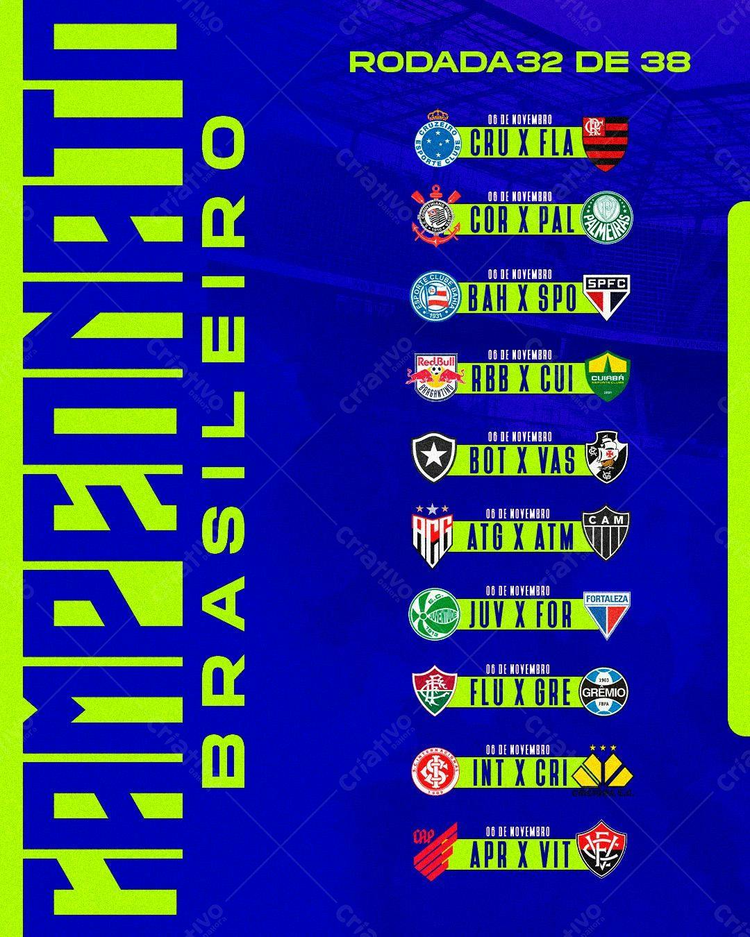 Flyer Brasileirão Rodada 32 PSD Editável