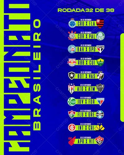 Flyer Futebol Rodada Brasileirão Feed Psd