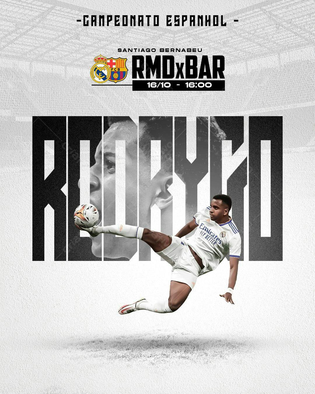 Flyer Campeonato Espanhol Rodrygo PSD Editável