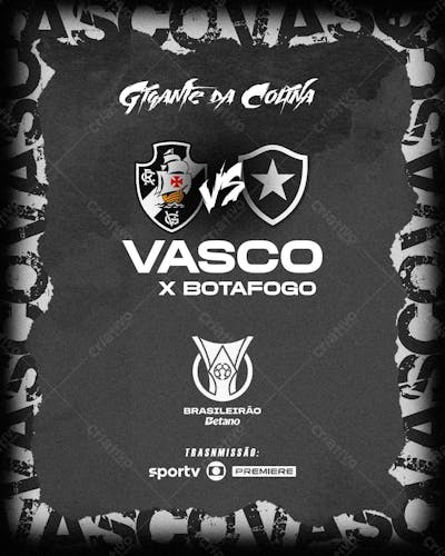 Flyer Futebol Vasco X Botafogo Feed Psd