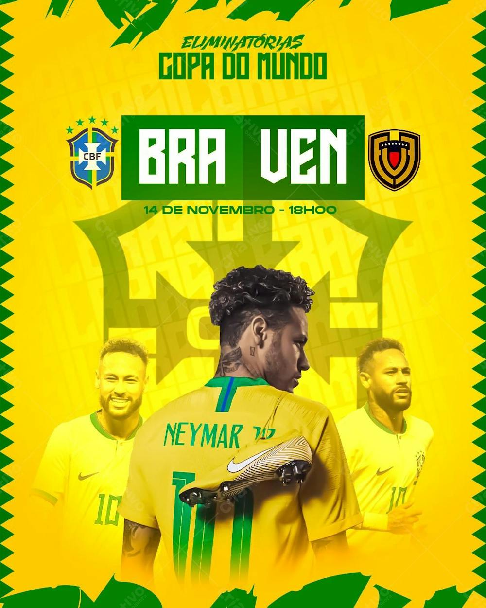 Flyer Esportivo Brasil X Venezula Neymar Feed Psd