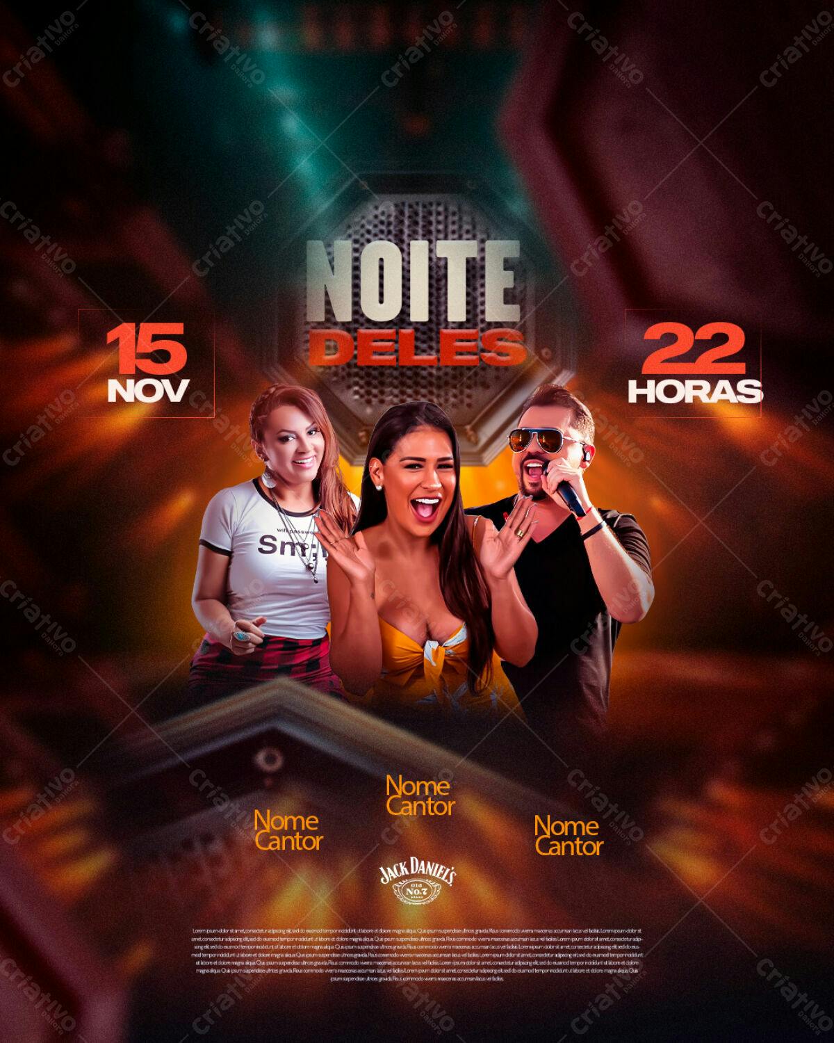 Flyer para Noite de Música Sertaneja PSD Editável