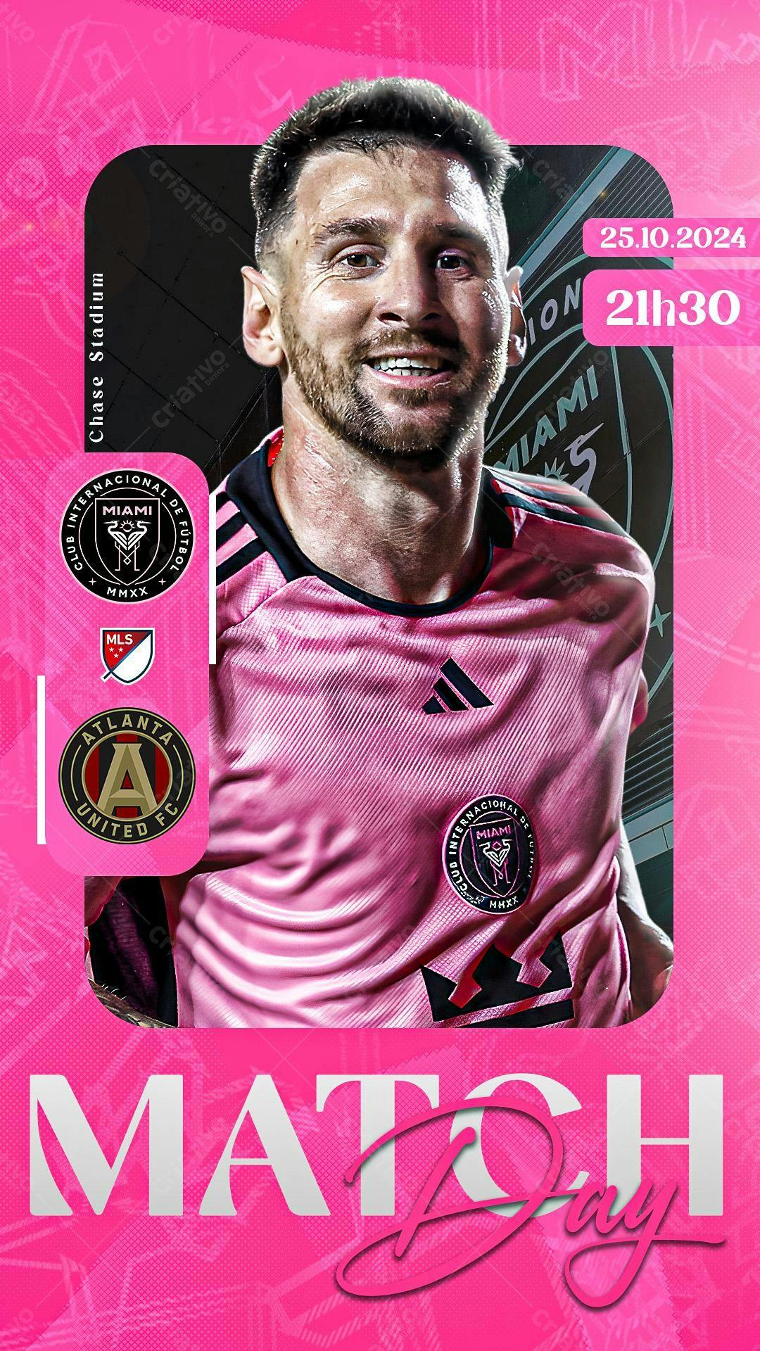 Flyer Match Day Messi x Atlanta United PSD Editável