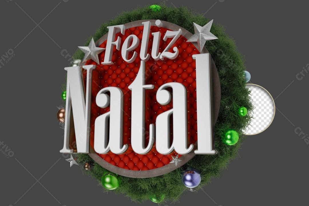 Selo 3D Natalino Prata e Vermelho