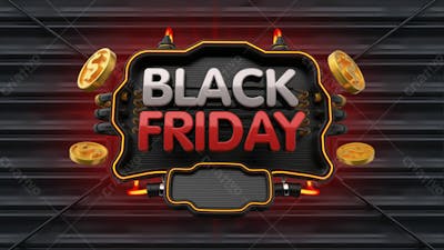 Black Friday Selo 3D Vermelho Branco