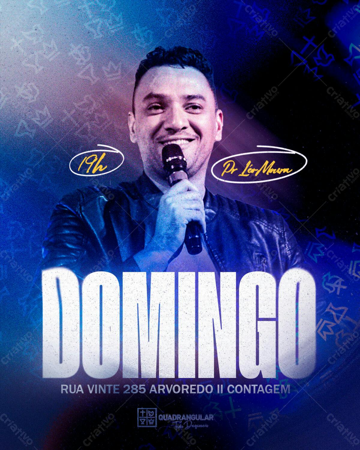 Flyer para Evento Gospel com Pr. Leo Mourão PSD Editável