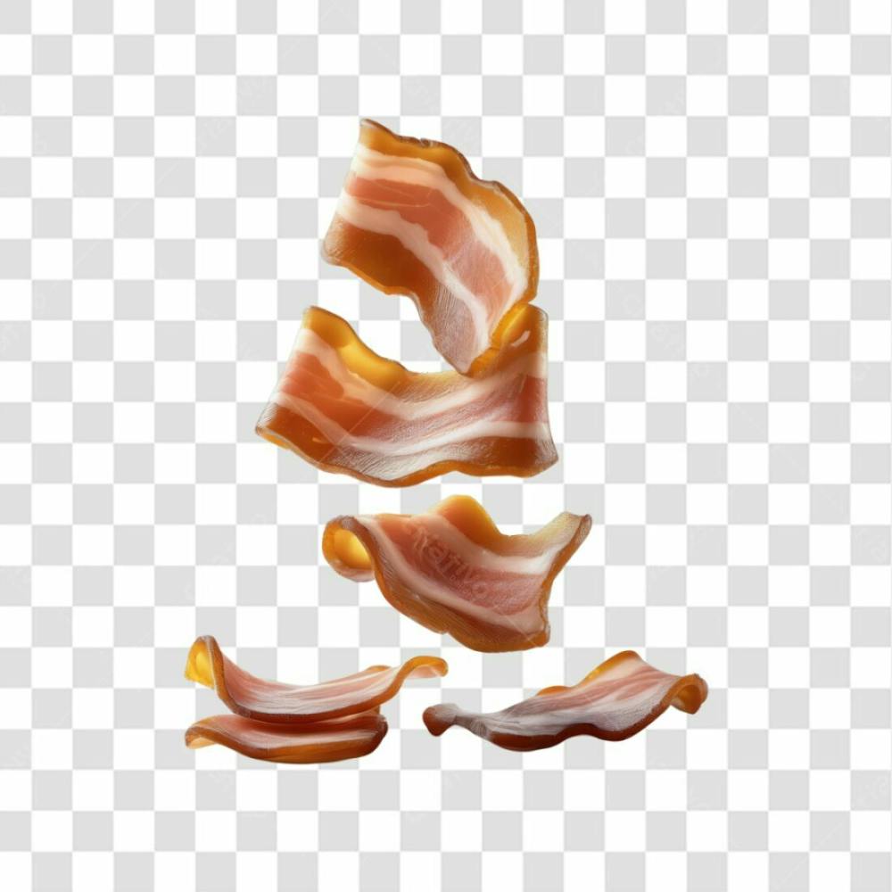 3D Render Fatias Pedaços De Bacon Carne Elemento Ícone Psd Png