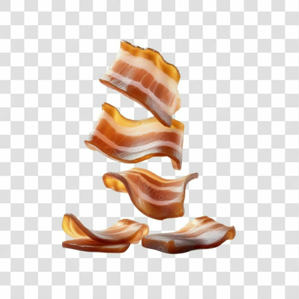 3D Render Fatias Pedaços De Bacon Carne Elemento Ícone Psd Png