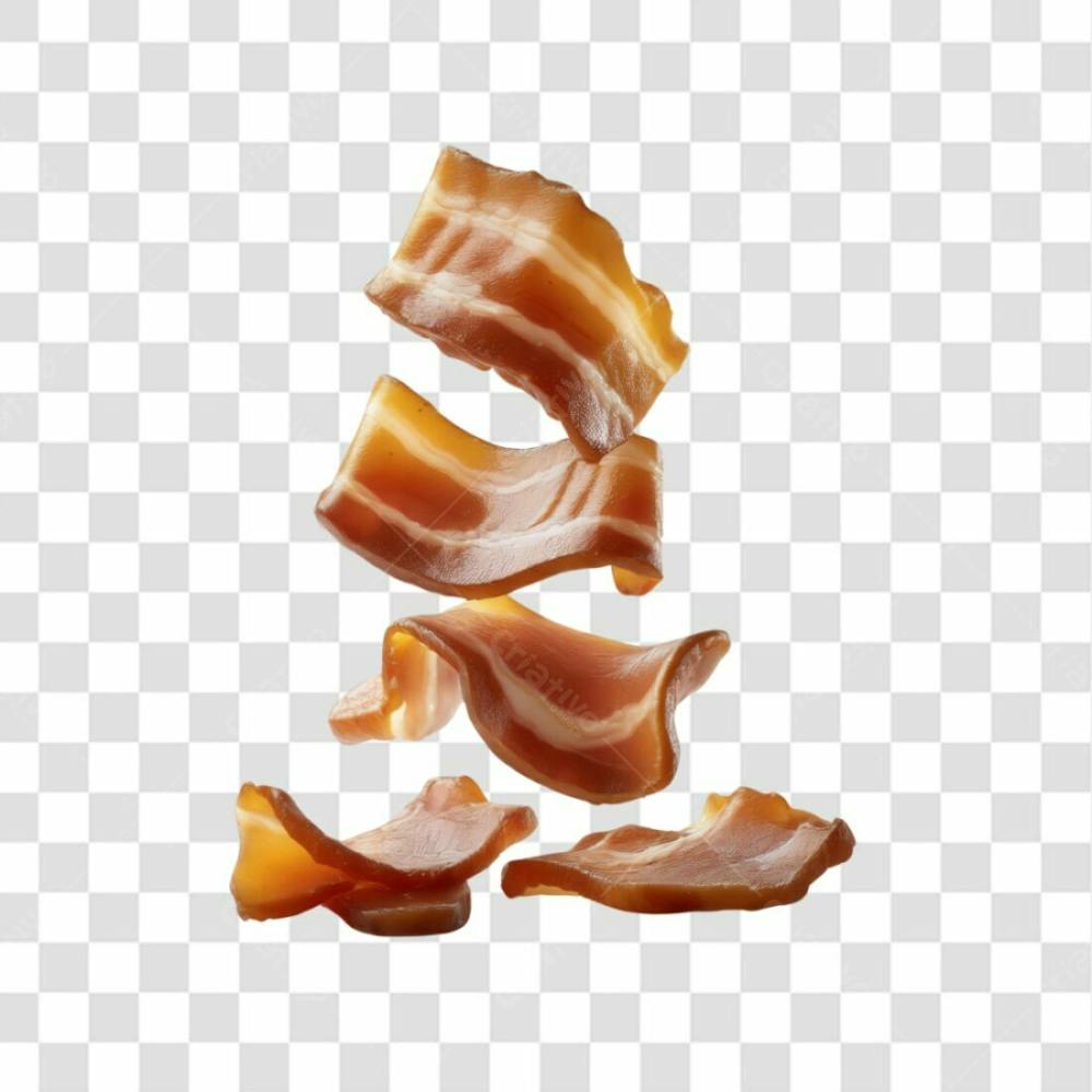 3D Render Fatias Pedaços De Bacon Carne Elemento Ícone Psd Png