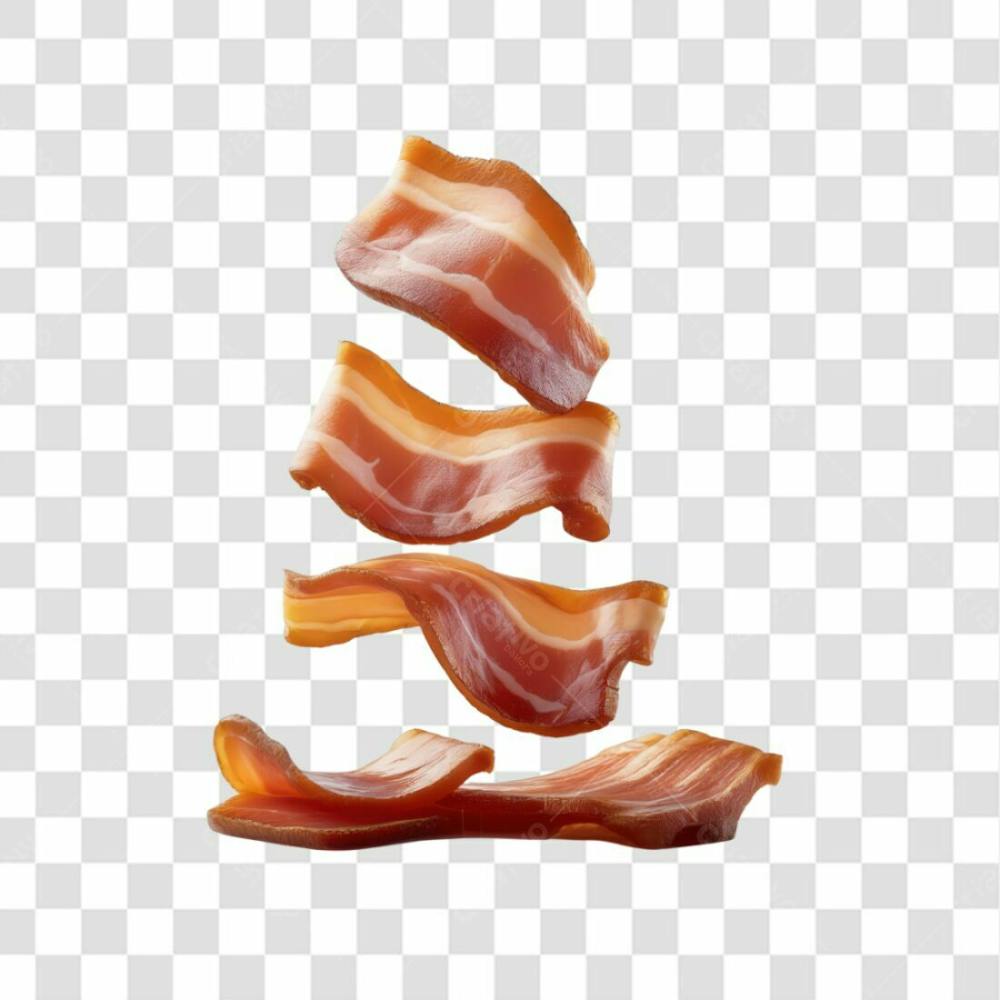 3D Render Fatias Pedaços De Bacon Carne Elemento Ícone Psd Png