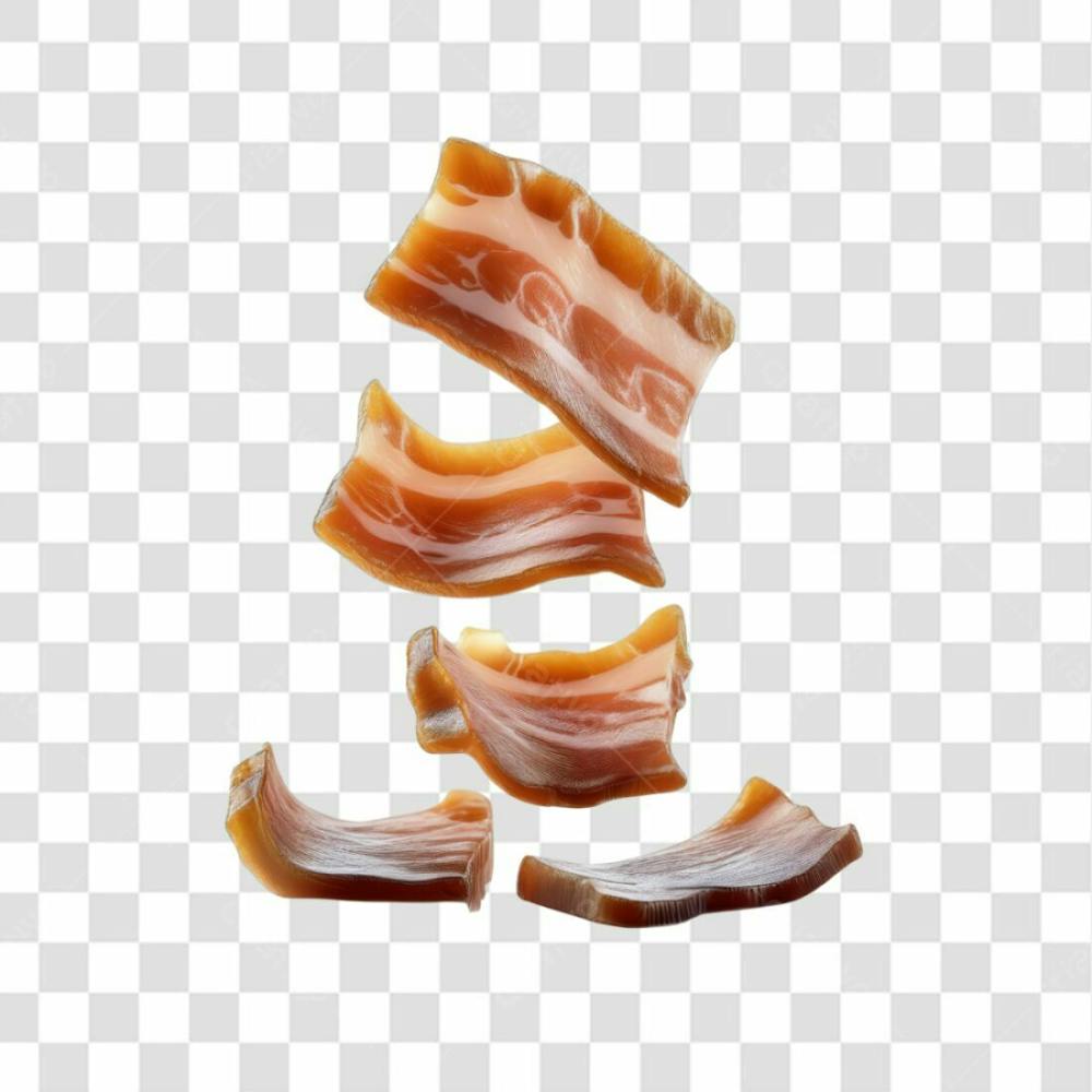 3D Render Fatias Pedaços De Bacon Carne Elemento Ícone Psd Png