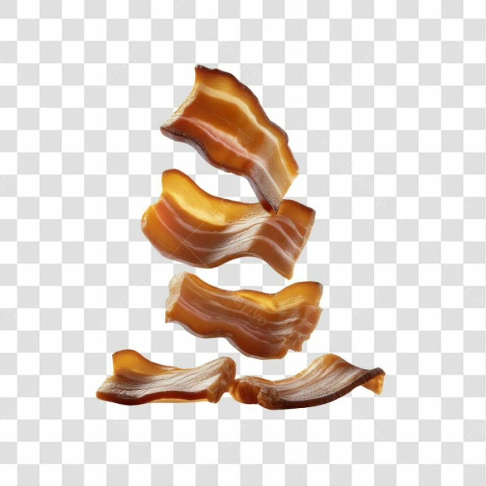 3D Render Fatias Pedaços De Bacon Carne Elemento Ícone Psd Png