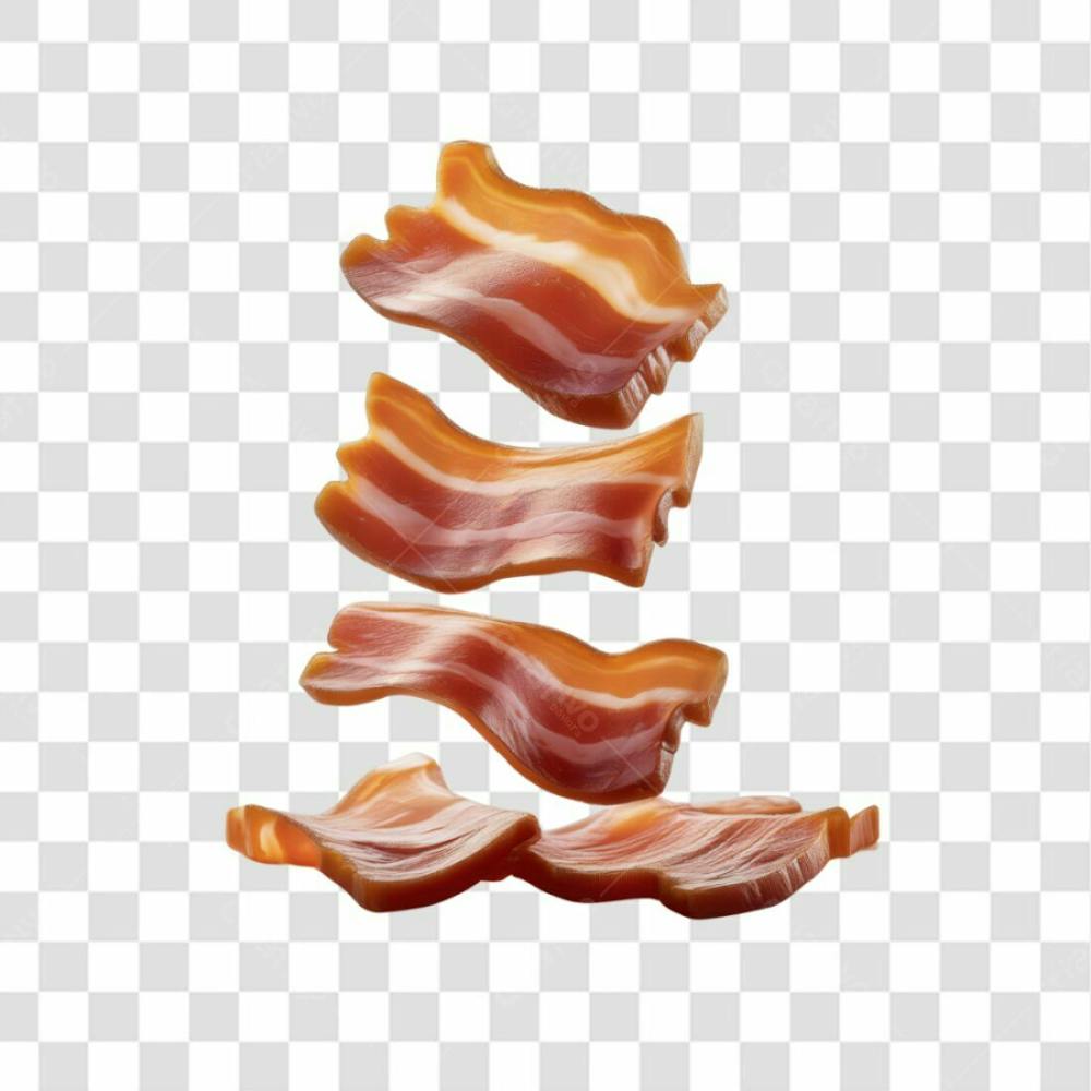 3D Render Fatias Pedaços De Bacon Carne Elemento Ícone Psd Png