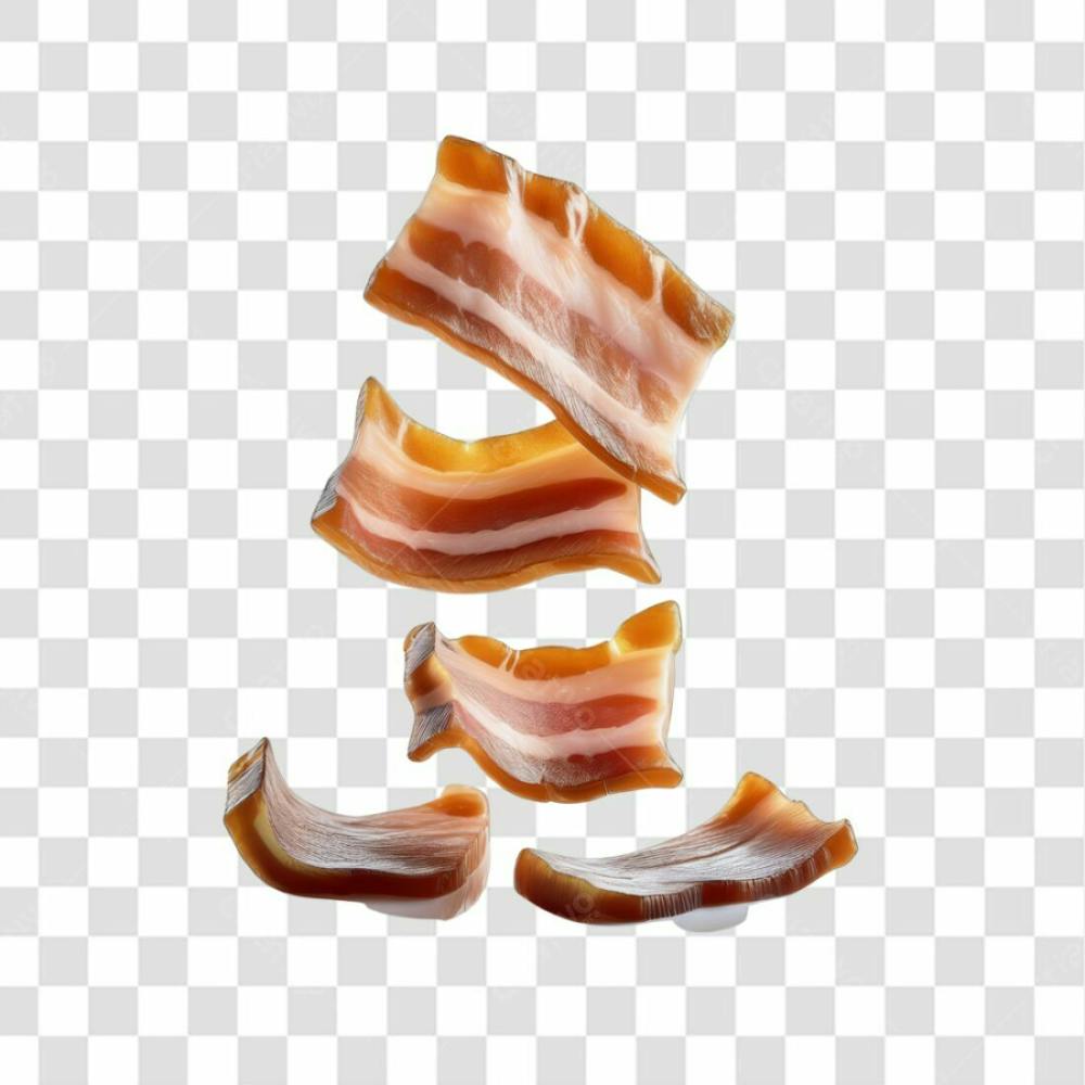 3D Render Fatias Pedaços De Bacon Carne Elemento Ícone Psd Png