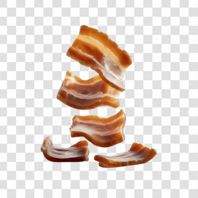3D Render Fatias Pedaços De Bacon Carne Elemento Ícone Psd Png