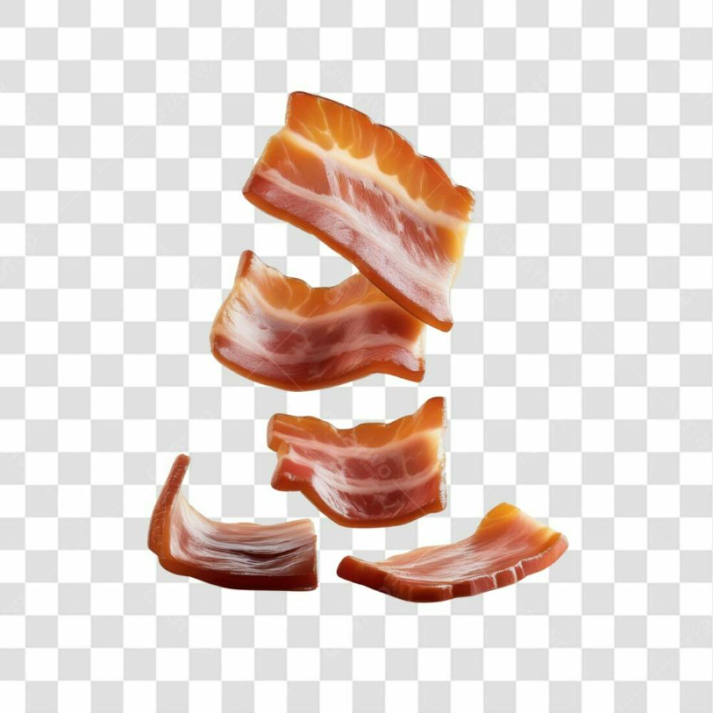 3D Render Fatias Pedaços De Bacon Carne Elemento Ícone Psd Png