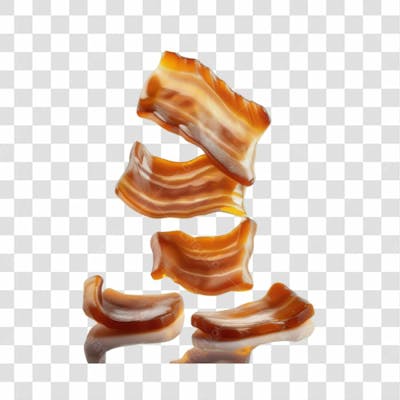 3D Render Fatias Pedaços De Bacon Carne Elemento Ícone Psd Png