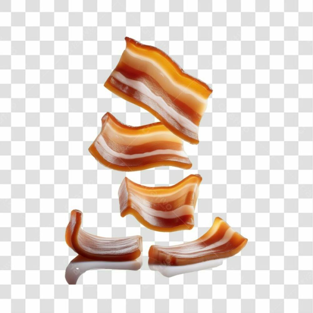 3D Render Fatias Pedaços De Bacon Carne Elemento Ícone Psd Png
