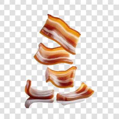 3D Render Fatias Pedaços De Bacon Carne Elemento Ícone Psd Png