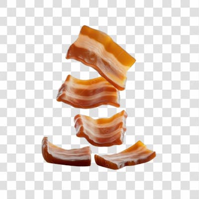 3D Render Fatias Pedaços De Bacon Carne Elemento Ícone Psd Png