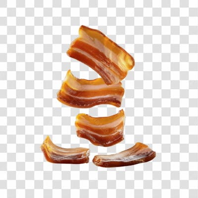 3D Render Fatias Pedaços De Bacon Carne Elemento Ícone Psd Png