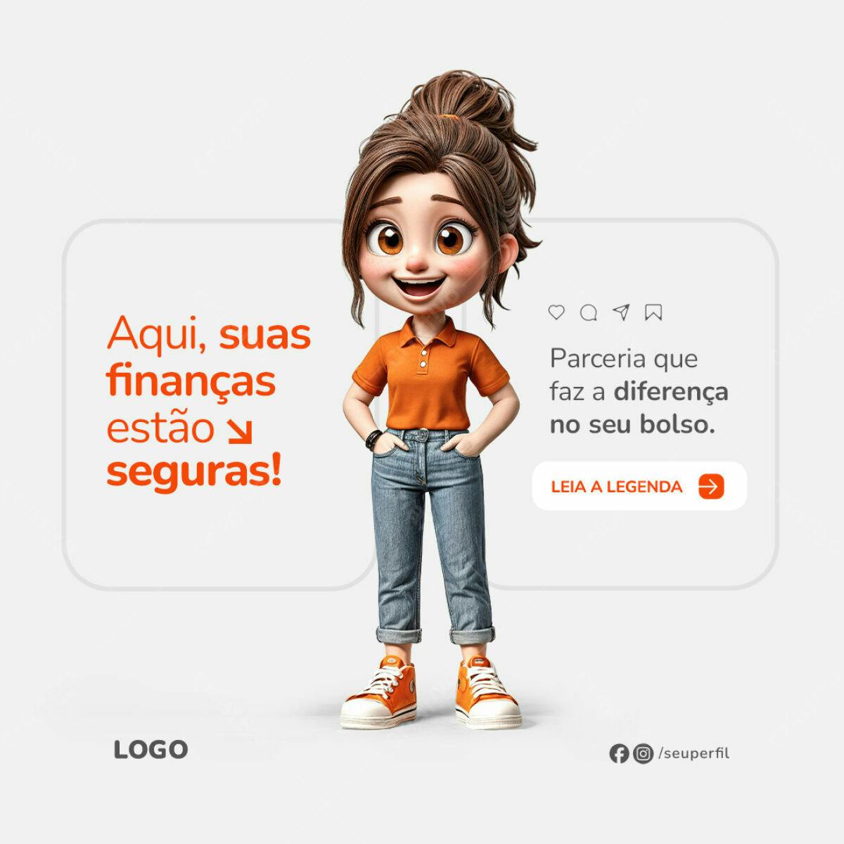 Post para Redes Sociais Segurança Financeira PSD Editável