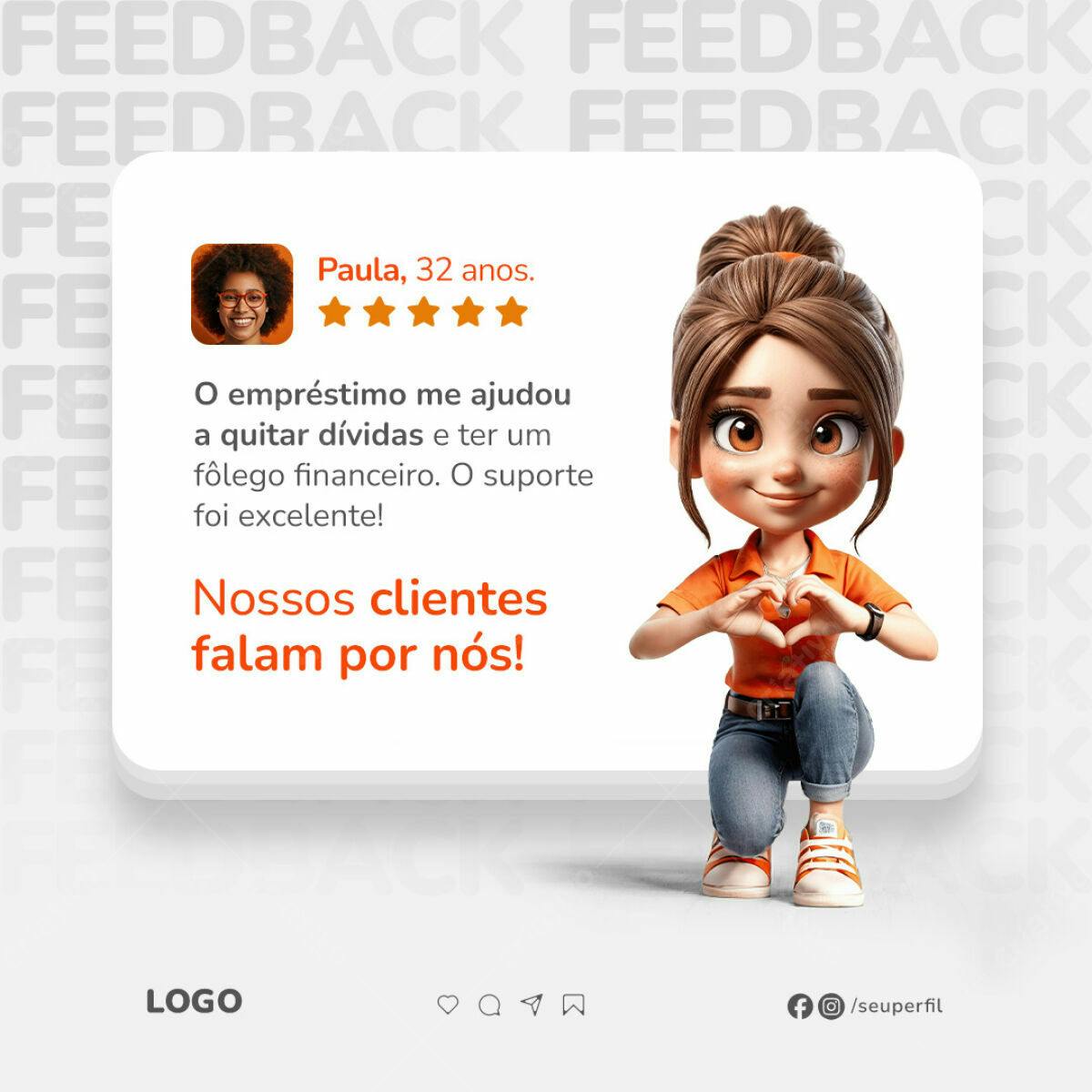 Depoimento Cliente Satisfeito PSD Editável